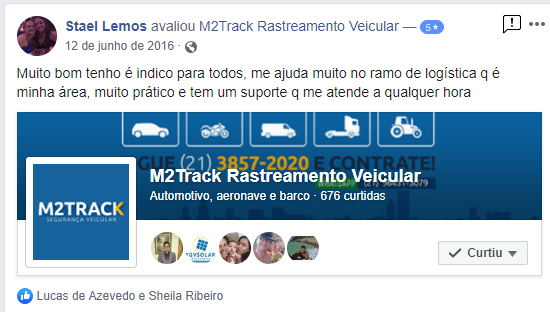 Comentário do cliente Stael Lemos sobre a Rastreamento Veicular