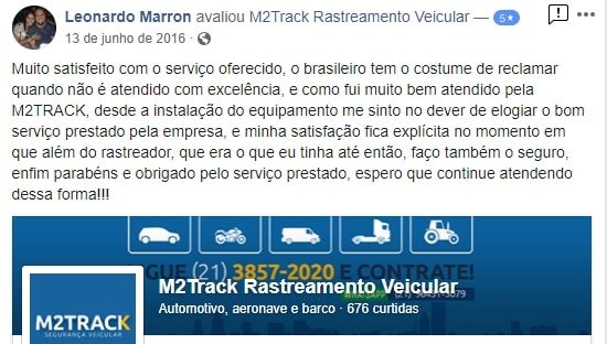 Depoimento de Leonardo Marron sobre a M2TRACK Rastreamento Veicular